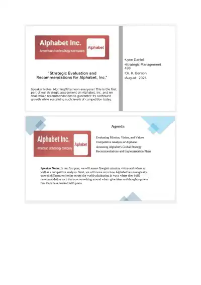 Evaluation of Alphabet's Mission, Vision, and 8-29 - Page 1 preview image