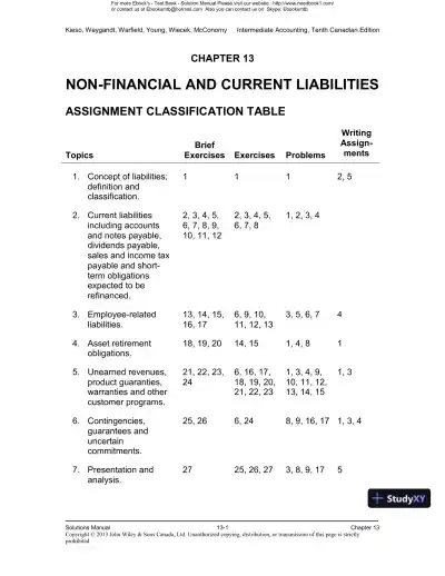 Intermediate Accounting, Volume 2, 10th Canadian Edition Solution Manual - Page 1 preview image