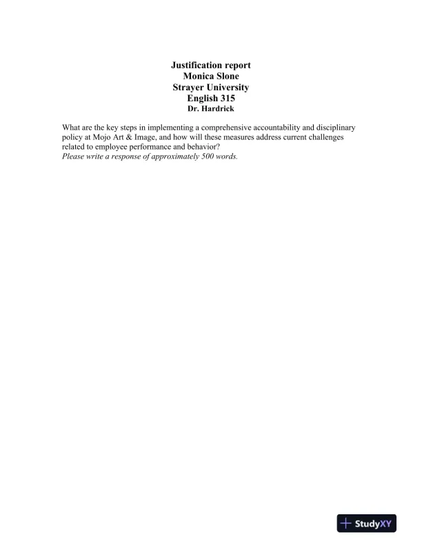 English 315 Justification report Strayer University - Page 1 preview image