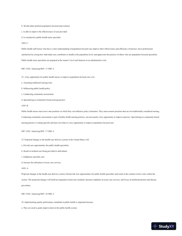 Test Bank For Public Health Nursing - Revised Reprint: Population-Centered Health Care In The Community, 8th Edition - Page 11 preview image