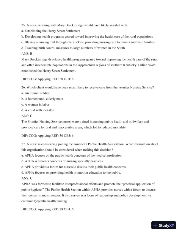 Test Bank For Public Health Nursing - Revised Reprint: Population-Centered Health Care In The Community, 8th Edition - Page 21 preview image