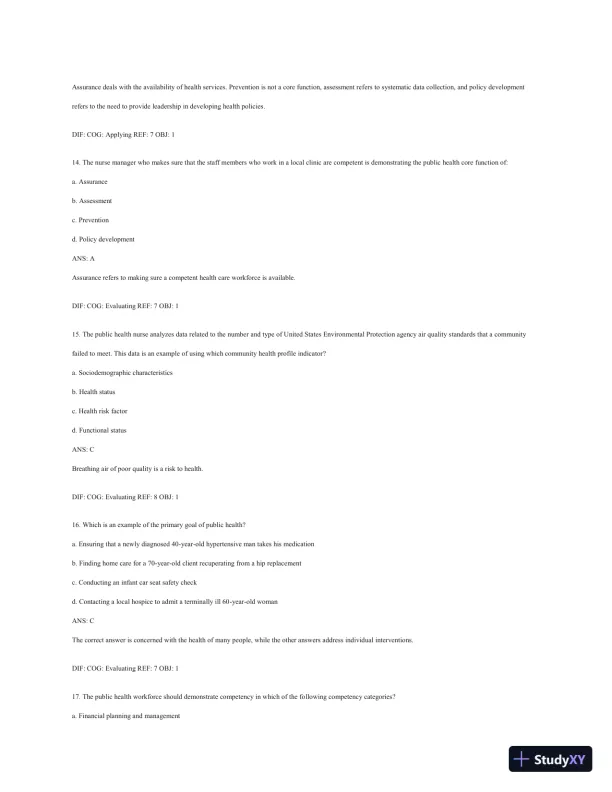 Test Bank For Public Health Nursing - Revised Reprint: Population-Centered Health Care In The Community, 8th Edition - Page 6 preview image