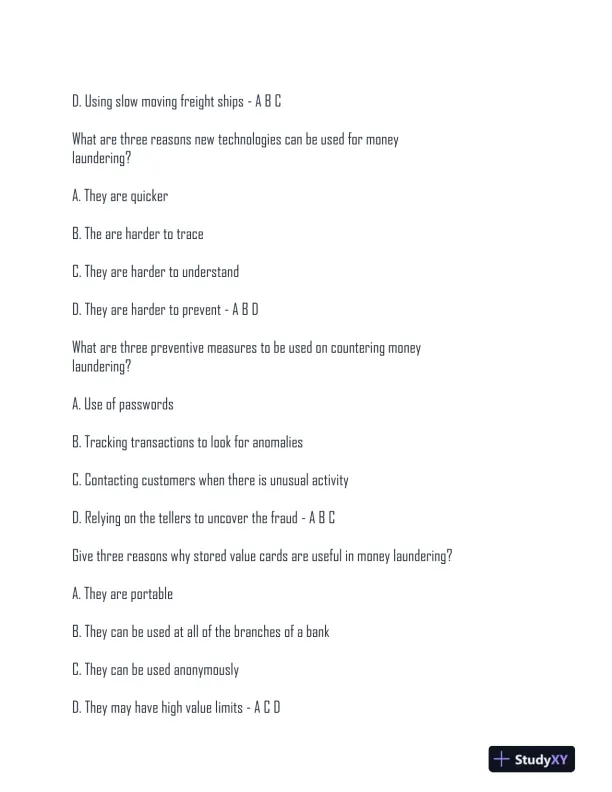 ACAMS Practice Exam With Answers (72 Solved Questions) - Page 7 preview image