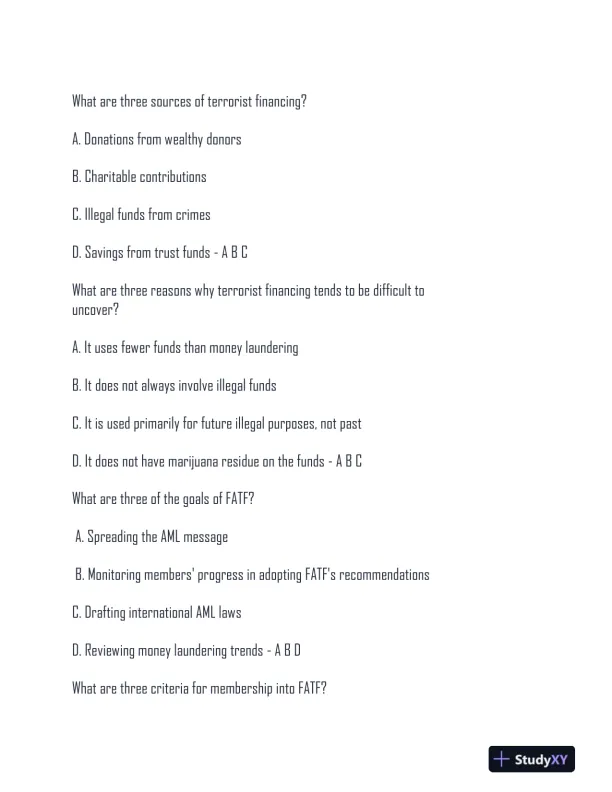ACAMS Practice Exam With Answers (72 Solved Questions) - Page 8 preview image