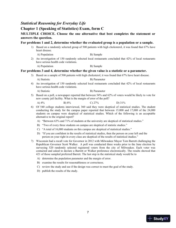 Statistical Reasoning for Everyday Life, 5th Edition Test Bank - Page 10 preview image