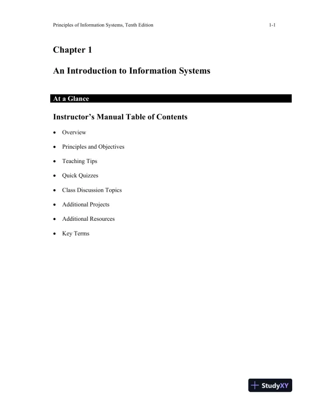 Principles Of Information Systems, 10th Edition Lecture Notes - Page 1 preview image