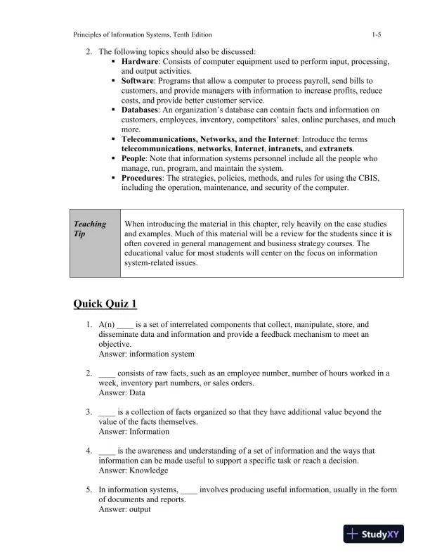 Principles Of Information Systems, 10th Edition Lecture Notes - Page 6 preview image