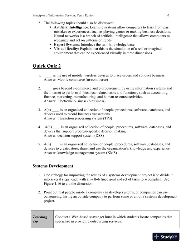Principles Of Information Systems, 10th Edition Lecture Notes - Page 8 preview image