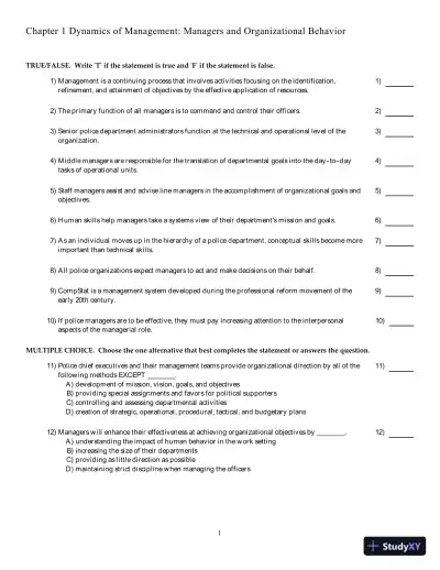 Test Bank for Organizational Behavior And Management In Law Enforcement, 4th Edition - Page 1 preview image