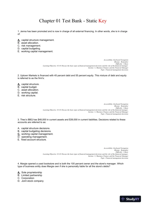 Essentials of Corporate Finance (Mcgraw-hill/Irwin Series in Finance, Insurance, and Real Estate) 9th Edition Test Bank - Page 13 preview image