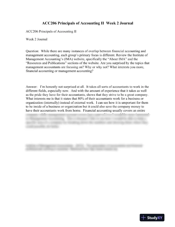 ACC206 Principals of Accounting II Week 2 Journal - Page 1 preview image
