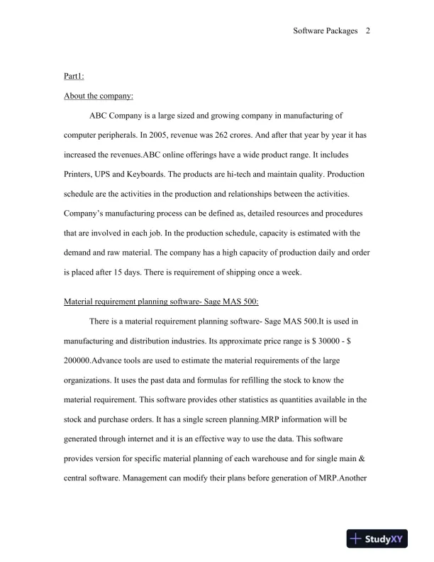 Software Packages for a Large Electronic Manufacturing Company - Page 3 preview image