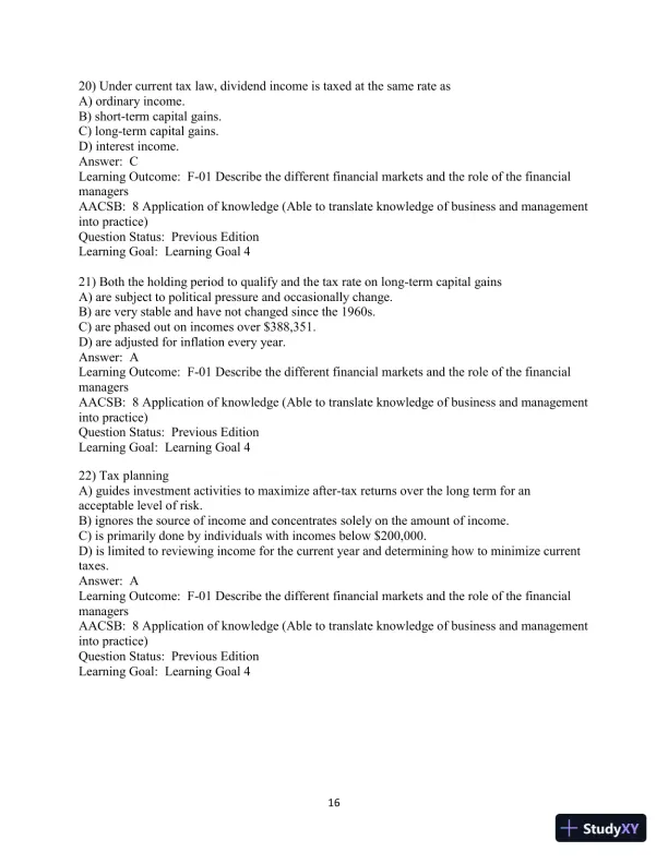 Test Bank For Fundamentals of Investing, 13th Edition - Page 17 preview image
