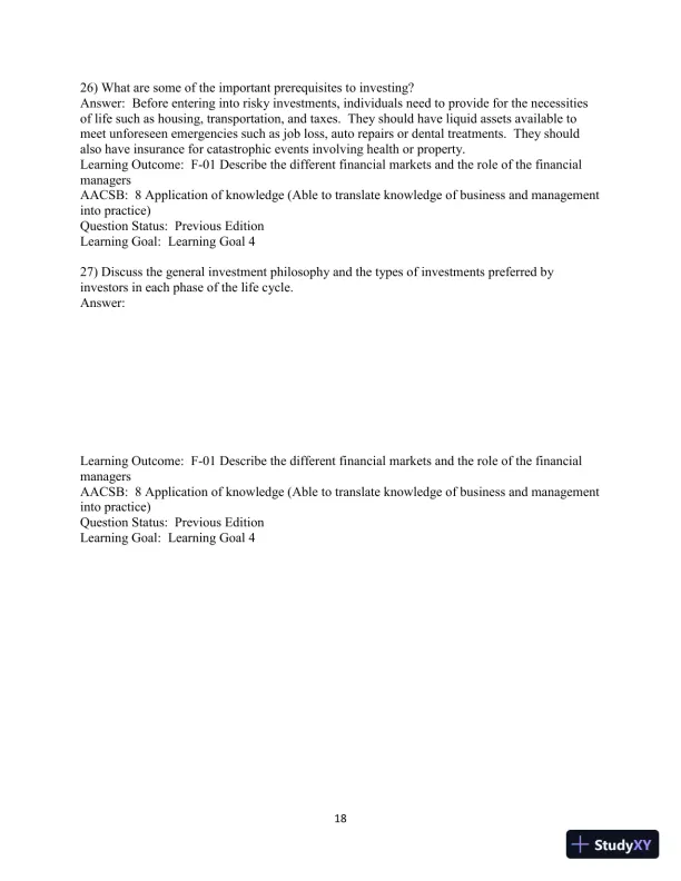 Test Bank For Fundamentals of Investing, 13th Edition - Page 19 preview image