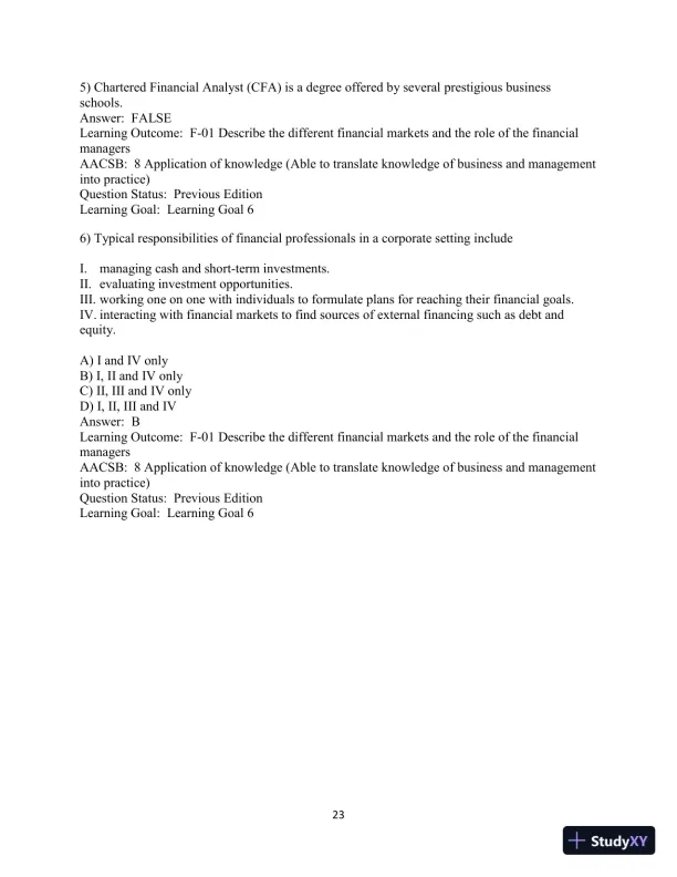 Test Bank For Fundamentals of Investing, 13th Edition - Page 24 preview image