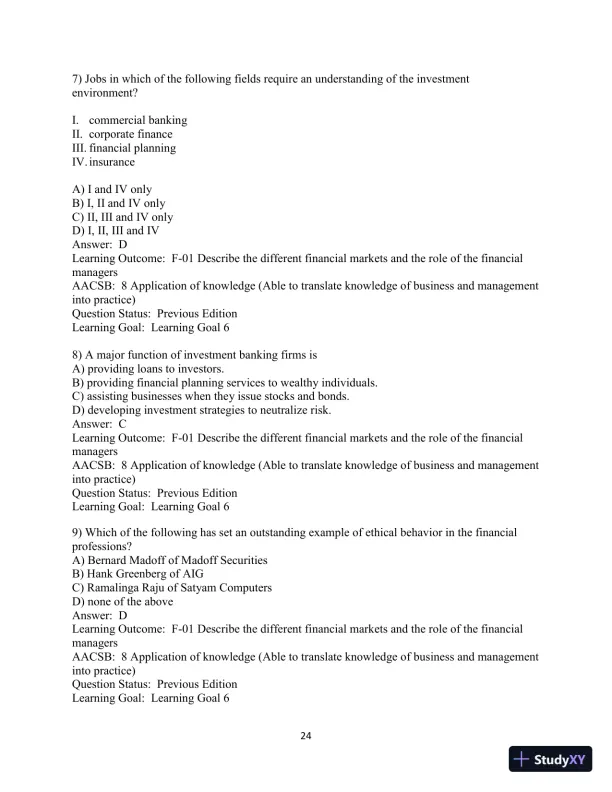 Test Bank For Fundamentals of Investing, 13th Edition - Page 25 preview image
