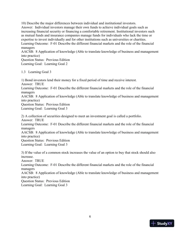 Test Bank For Fundamentals of Investing, 13th Edition - Page 7 preview image