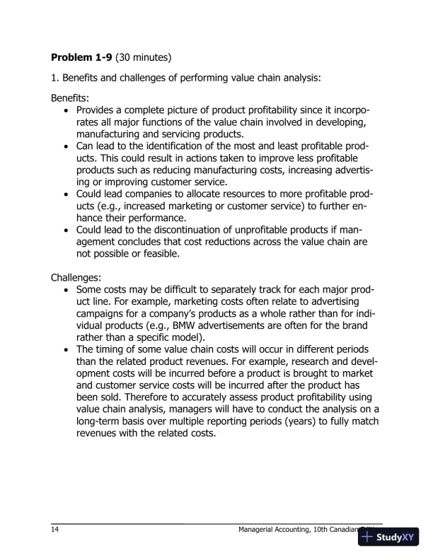 Managerial Accounting Tenth Canadian Edition Solution Manual - Page 15 preview image