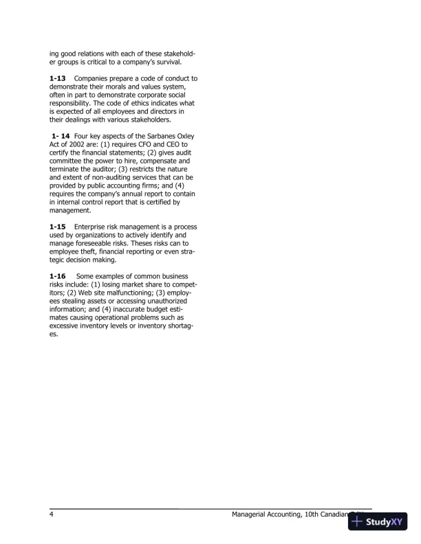 Managerial Accounting Tenth Canadian Edition Solution Manual - Page 5 preview image