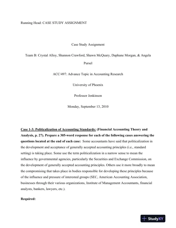 ACC/497: Advance Topic in Accounting Research - Page 1 preview image