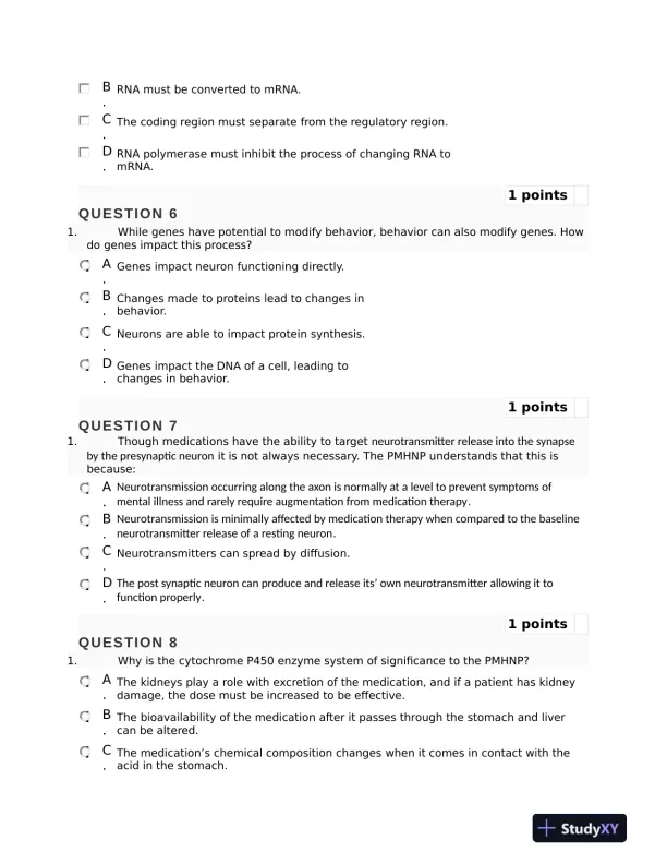 NURS6630 Mental Health Mid term Exam Final Week 6 With Answers (75 Solved Questions) - Page 4 preview image