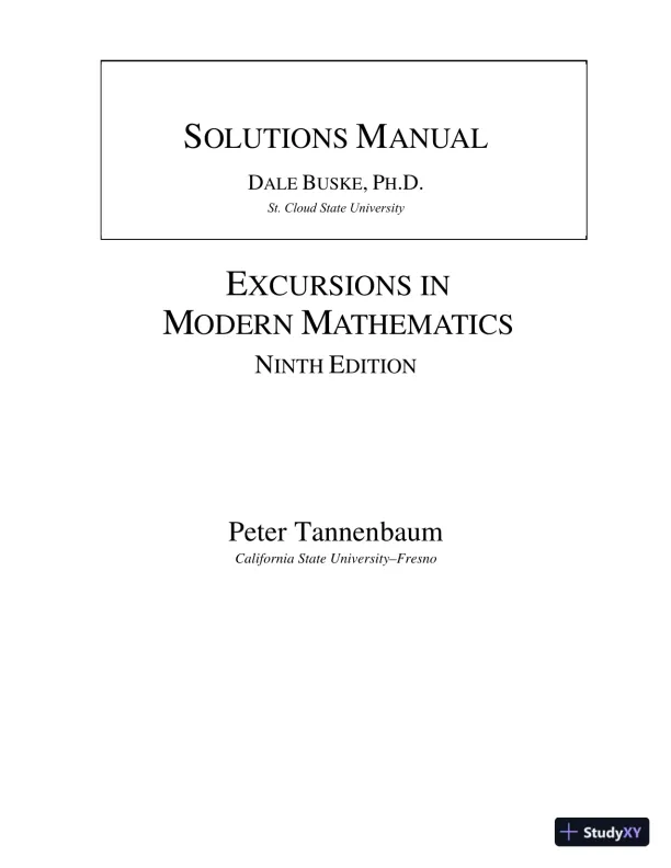 Solution Manual for Excursions in Modern Mathematics, 9th Edition - Page 1 preview image