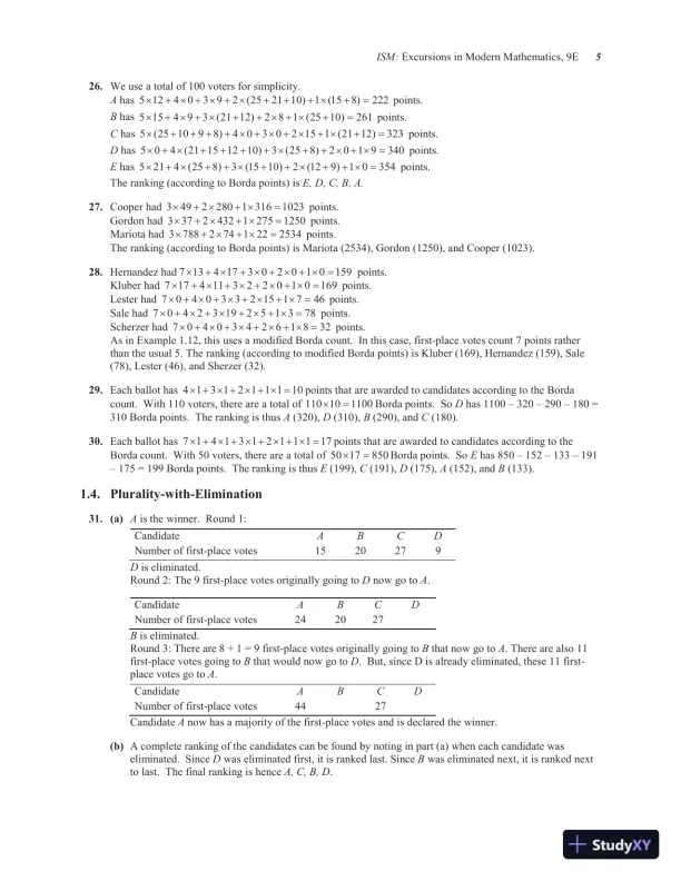 Solution Manual for Excursions in Modern Mathematics, 9th Edition - Page 8 preview image