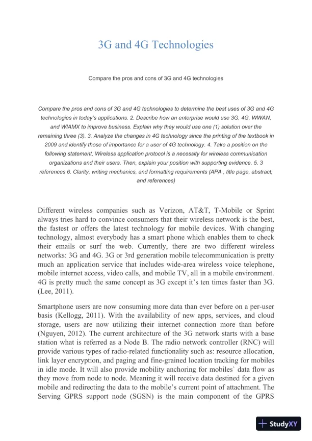 3G and 4G Technologies - Page 1 preview image