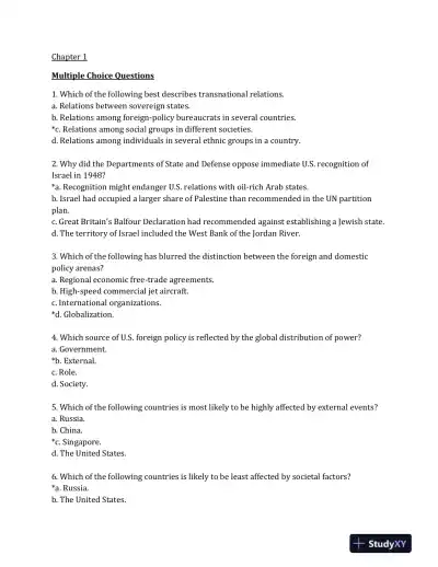 Contemporary American foreign Policy: Influences, Challenges, and Opportunities 1st Edition Test Bank - Page 1 preview image
