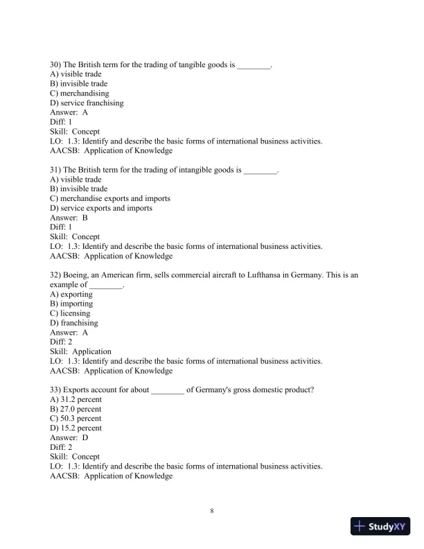 Test Bank for International Business: A Managerial Perspective, 9th Edition - Page 9 preview image