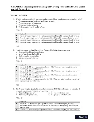 Shortell And Kaluzny's Healthcare Management: Organization Design And Behavior, 6th Edition Test Bank - Page 1 preview image