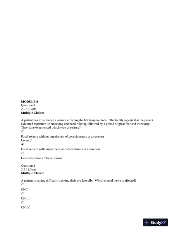 NURS231 Portage Learning Pathophysiology Module Exam 6 With Answers (27 Solved Questions) - Page 1 preview image