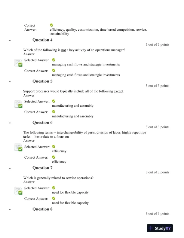 Operations Management Quiz 1: Key Concepts and Analysis - Page 3 preview image