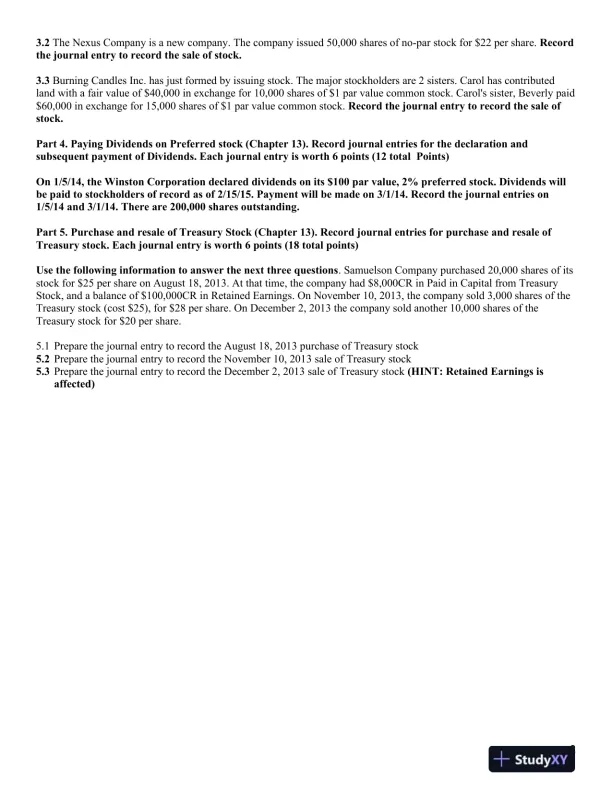 Comprehensive Accounting Journal Entries for Depreciation, Asset Disposal, Stock Issuance, Dividends, and Treasury Stock Transactions - Page 3 preview image
