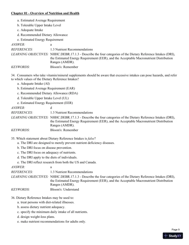 Test Bank For Nutrition for Health and Healthcare 6th Edition Test Bank - Page 10 preview image