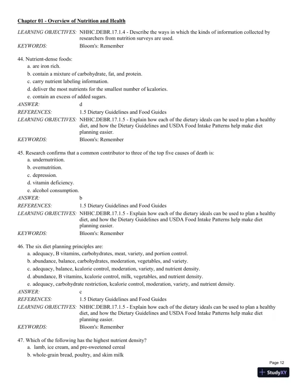 Test Bank For Nutrition for Health and Healthcare 6th Edition Test Bank - Page 13 preview image