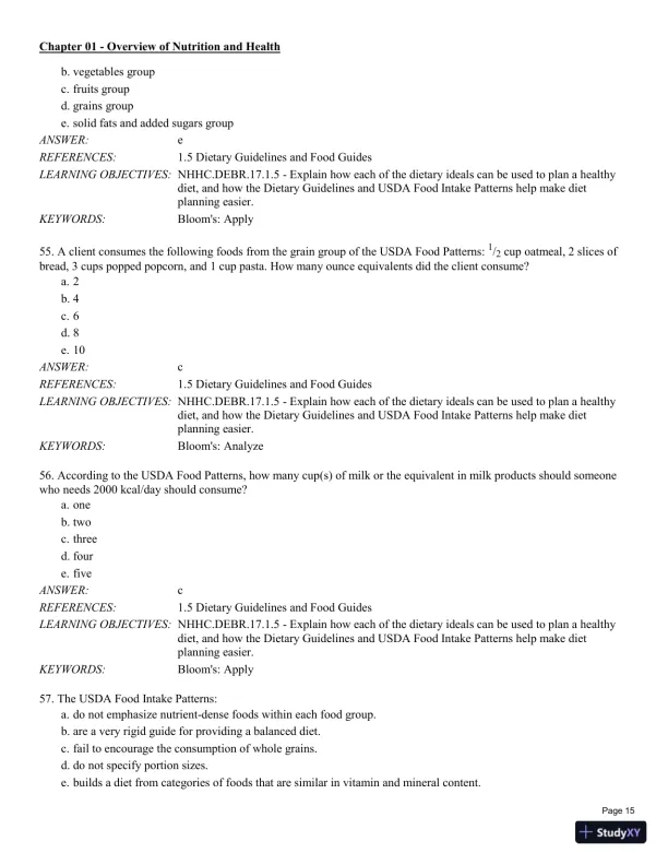 Test Bank For Nutrition for Health and Healthcare 6th Edition Test Bank - Page 16 preview image