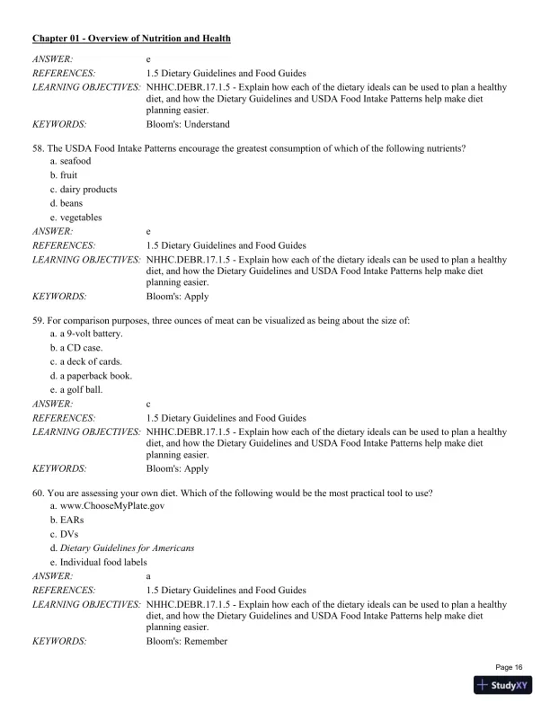Test Bank For Nutrition for Health and Healthcare 6th Edition Test Bank - Page 17 preview image