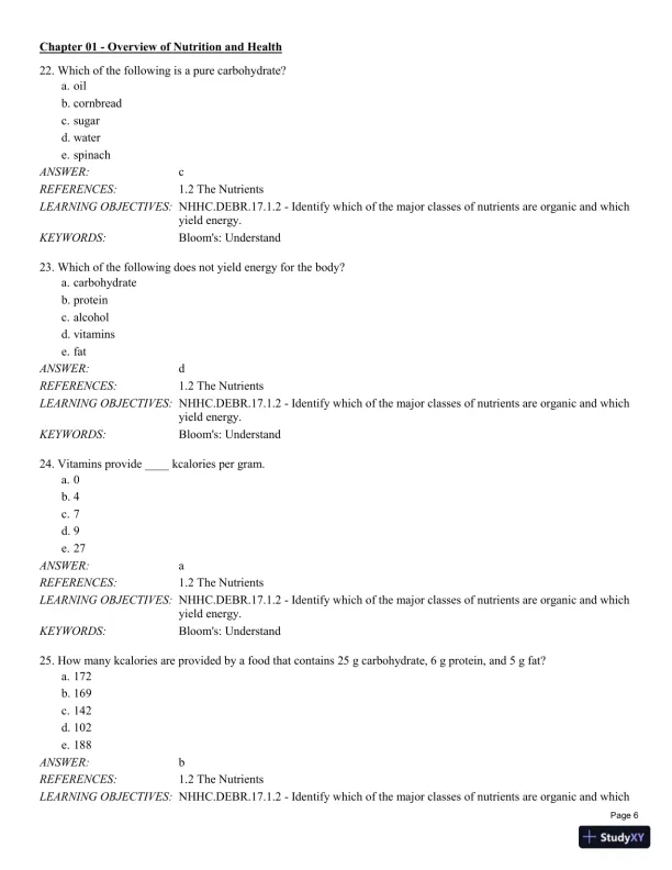 Test Bank For Nutrition for Health and Healthcare 6th Edition Test Bank - Page 7 preview image