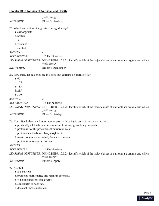 Test Bank For Nutrition for Health and Healthcare 6th Edition Test Bank - Page 8 preview image