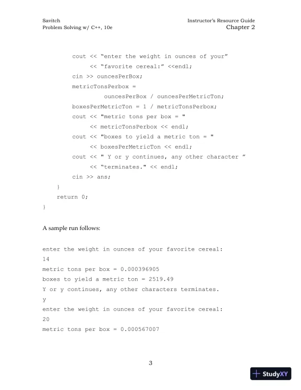 Solution Manual for Problem Solving with C++, 10th Edition - Page 12 preview image