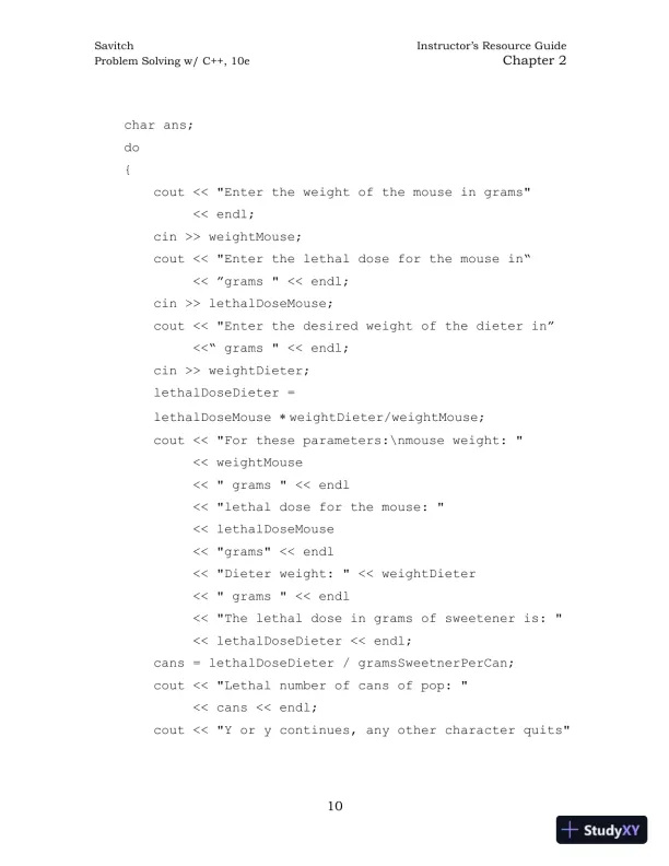 Solution Manual for Problem Solving with C++, 10th Edition - Page 19 preview image