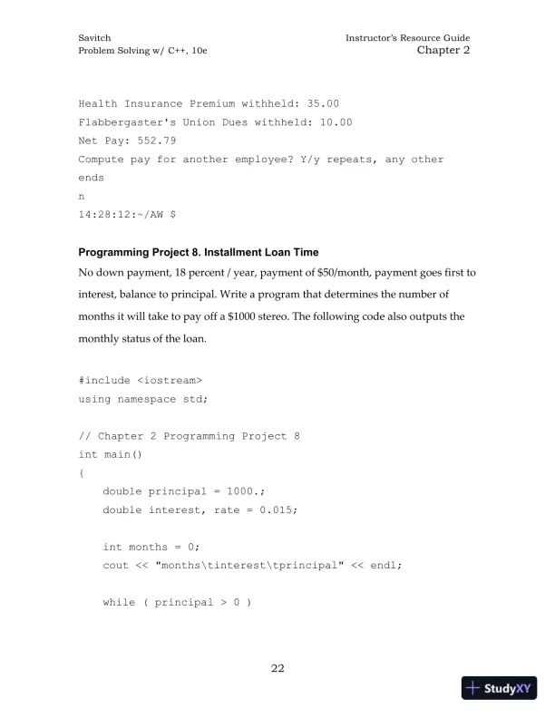 Solution Manual for Problem Solving with C++, 10th Edition - Page 31 preview image