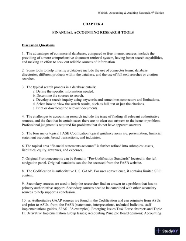 Solution Manual for Accounting And Auditing Research: Tools And Strategies , 9th Edition - Page 19 preview image