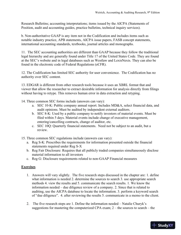 Solution Manual for Accounting And Auditing Research: Tools And Strategies , 9th Edition - Page 20 preview image