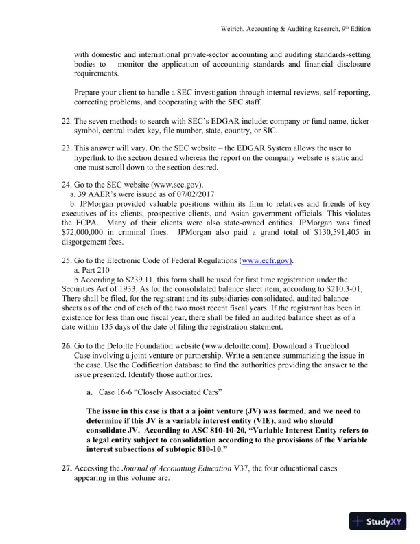 Solution Manual for Accounting And Auditing Research: Tools And Strategies , 9th Edition - Page 27 preview image