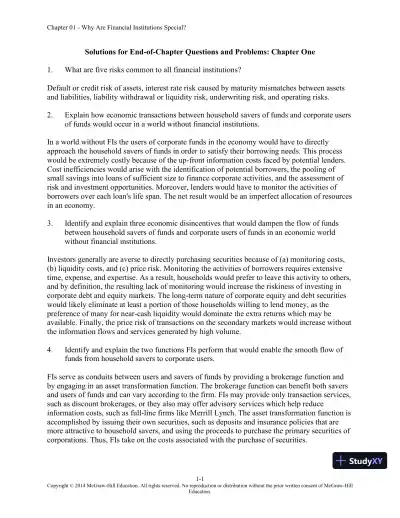 Solution Manual for Financial Institutions Management: A Risk Management Approach, 8th Edition - Page 1 preview image