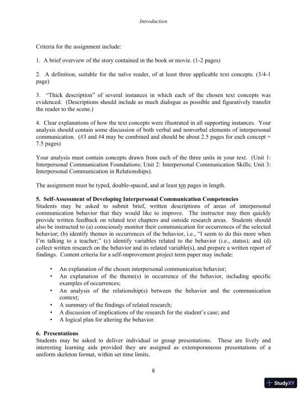 Test Bank for Interpersonal Communication, 7th New International Edition - Page 10 preview image