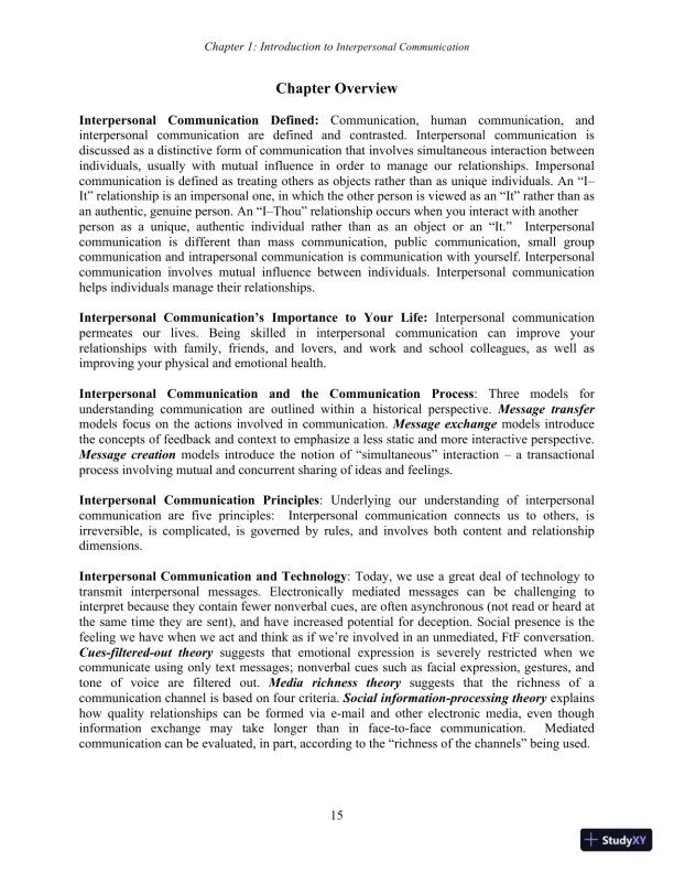 Test Bank for Interpersonal Communication, 7th New International Edition - Page 17 preview image
