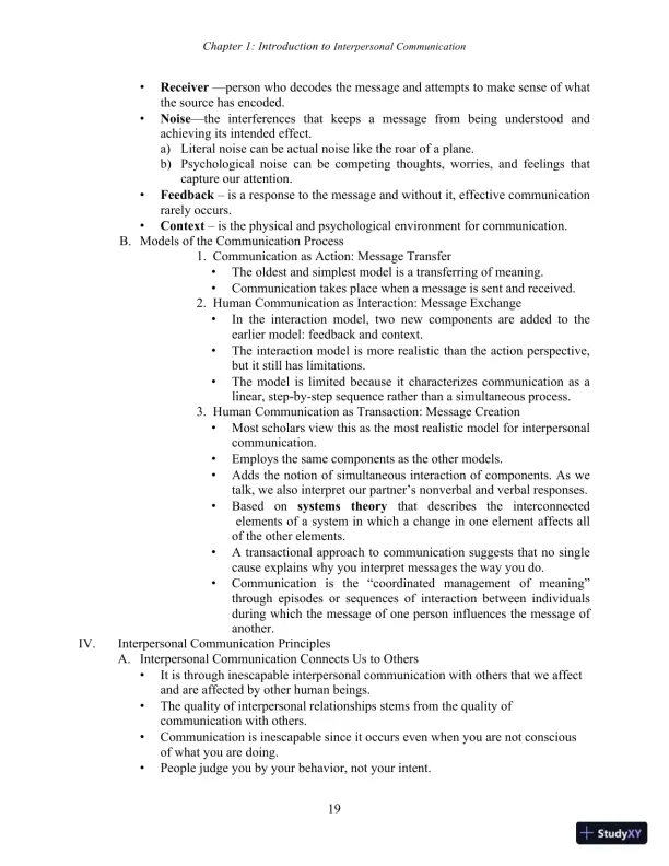 Test Bank for Interpersonal Communication, 7th New International Edition - Page 21 preview image
